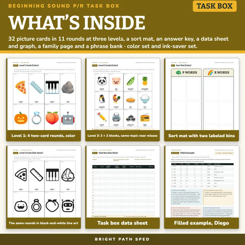 Beginning Sound P or R Sort Task Box, image 2 of 4