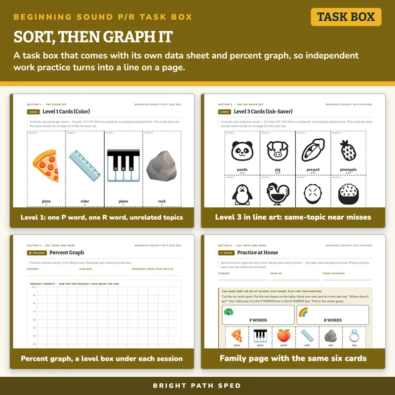 Beginning Sound P or R Sort Task Box, image 3 of 4