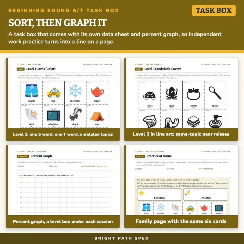 Beginning Sound S or T Sort Task Box, image 3 of 4