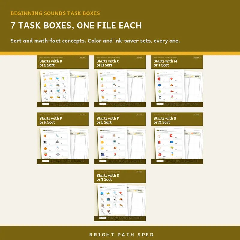 Beginning Sounds Sort Task Box Bundle, image 2 of 3
