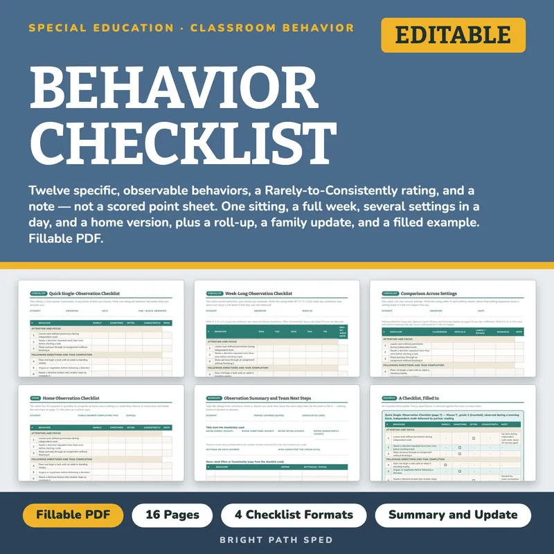 Behavior Checklist Editable, image 1 of 4