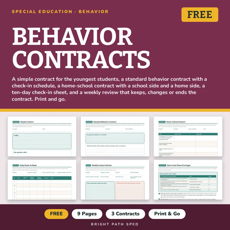 Behavior Contract Templates FREE, image 1 of 4