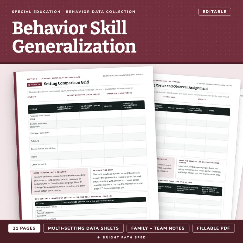 Behavior Generalization Data Sheets Editable, image 1 of 4