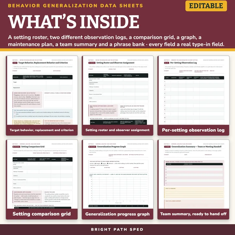 Behavior Generalization Data Sheets Editable, image 2 of 4