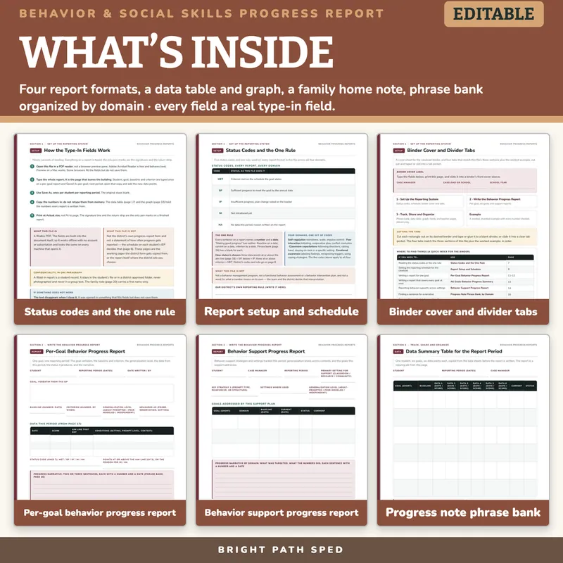 Behavior & Social Skills IEP Progress Report Editable, image 2 of 4