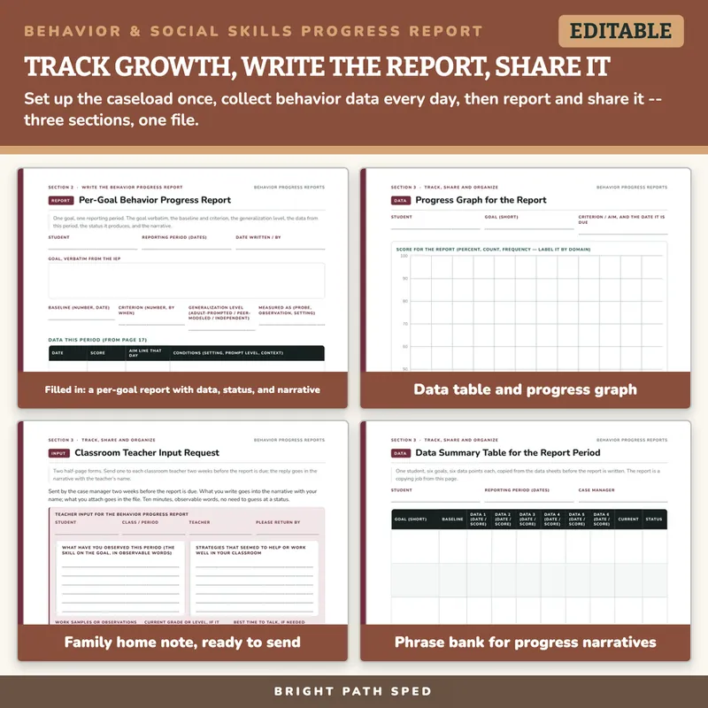 Behavior & Social Skills IEP Progress Report Editable, image 3 of 4