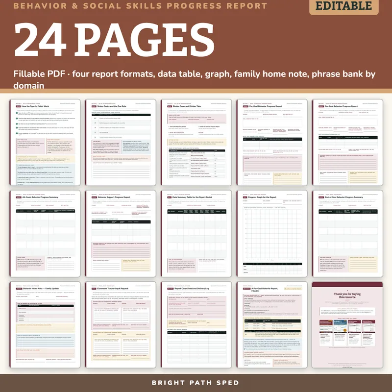 Behavior & Social Skills IEP Progress Report Editable, image 4 of 4