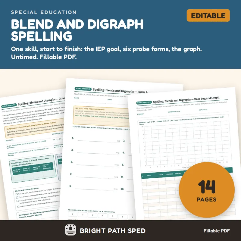 Blends and Digraphs Spelling Dictation Progress Monitoring, image 1 of 4