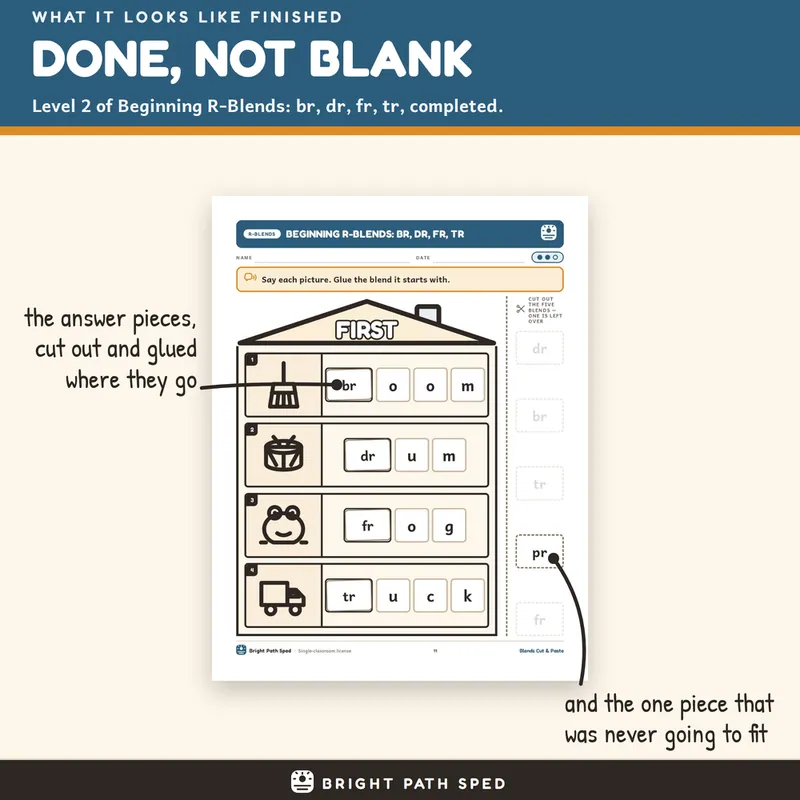 Blends K-2 Cut and Paste Worksheets 3 Levels, image 4 of 4
