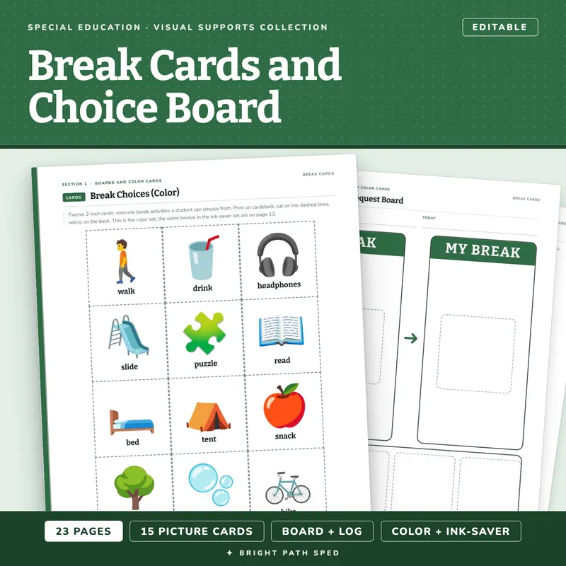 Break Cards for Special Education, image 1 of 4