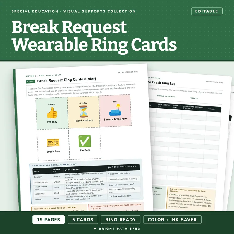 Break Request Wearable Ring Cards for Special Education, image 1 of 4