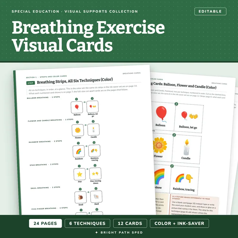 Breathing Exercise Visual Cards for Calm-Down Corner Editable, image 1 of 4