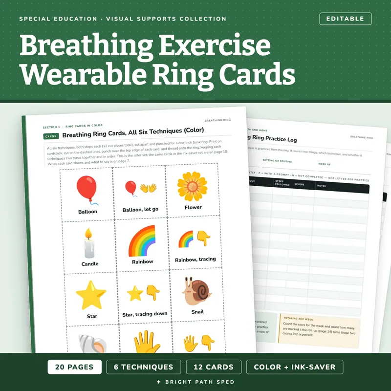 Breathing Exercise Wearable Ring Cards for Special Education, image 1 of 4