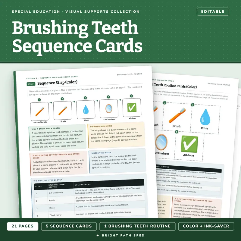 Brushing Teeth Visual Schedule Cards, image 1 of 4