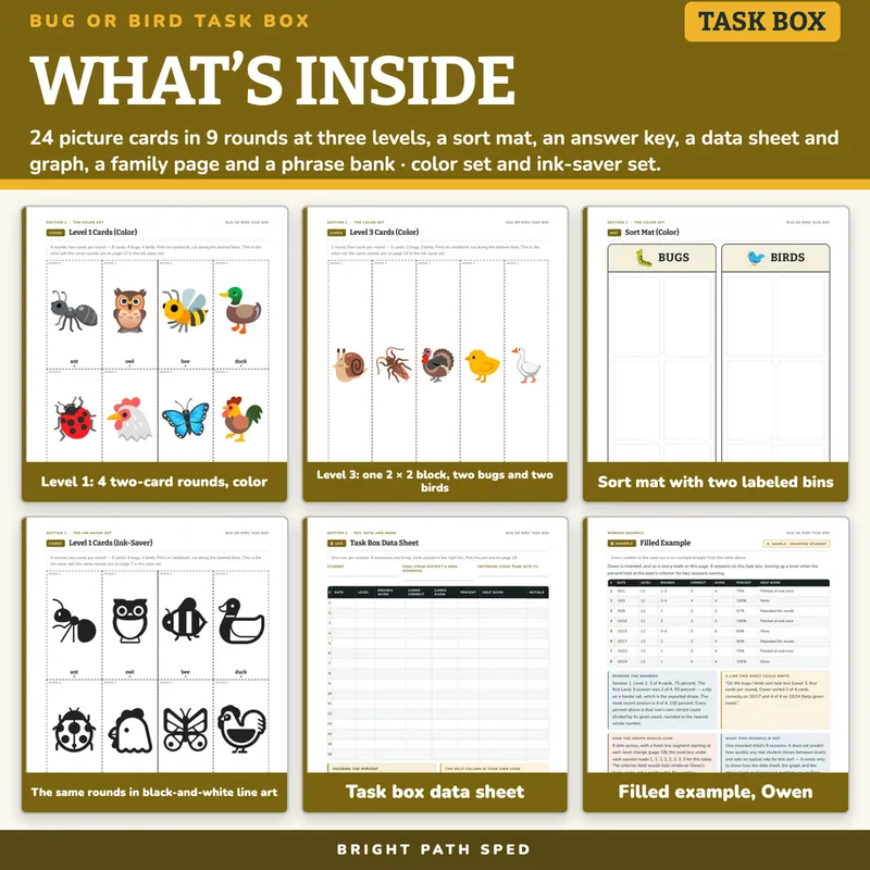 Bug or Bird Sort Task Box, image 2 of 4