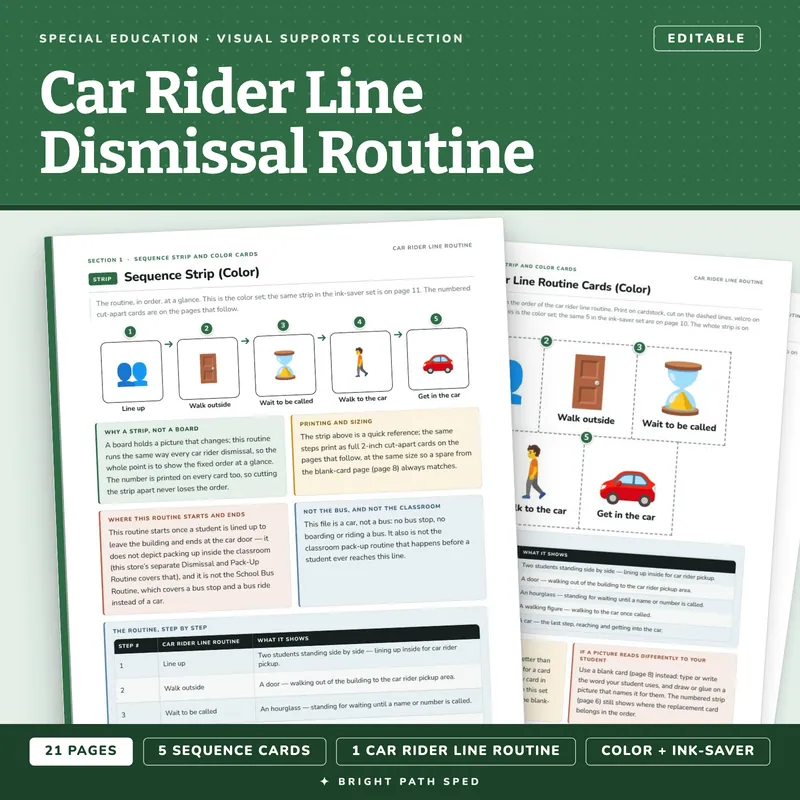Car Rider Line Dismissal Routine Visual Schedule Cards, image 1 of 4