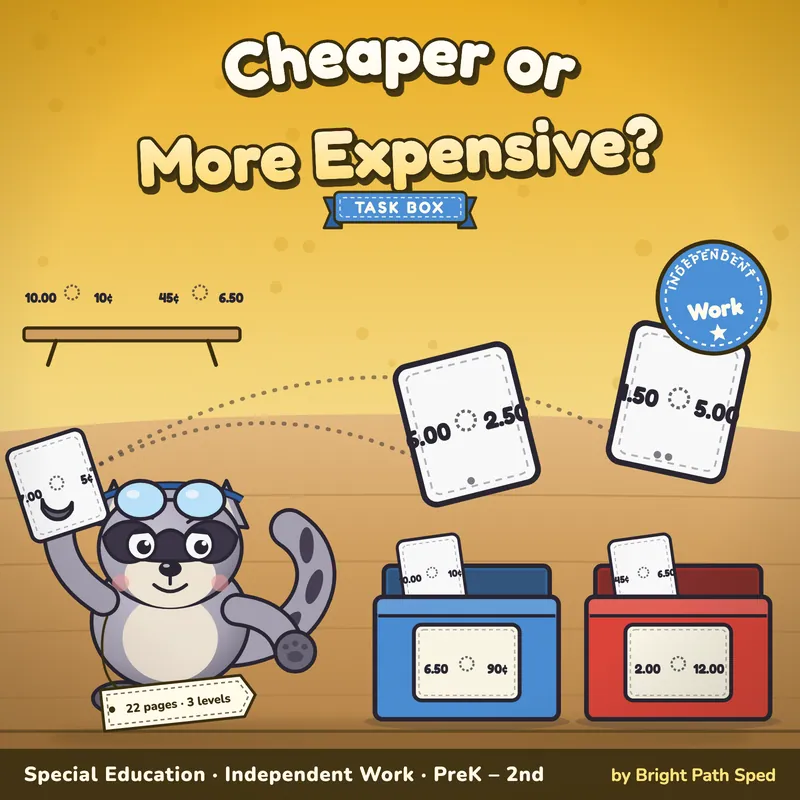 Cheaper or More Expensive Sort Task Box, image 1 of 4