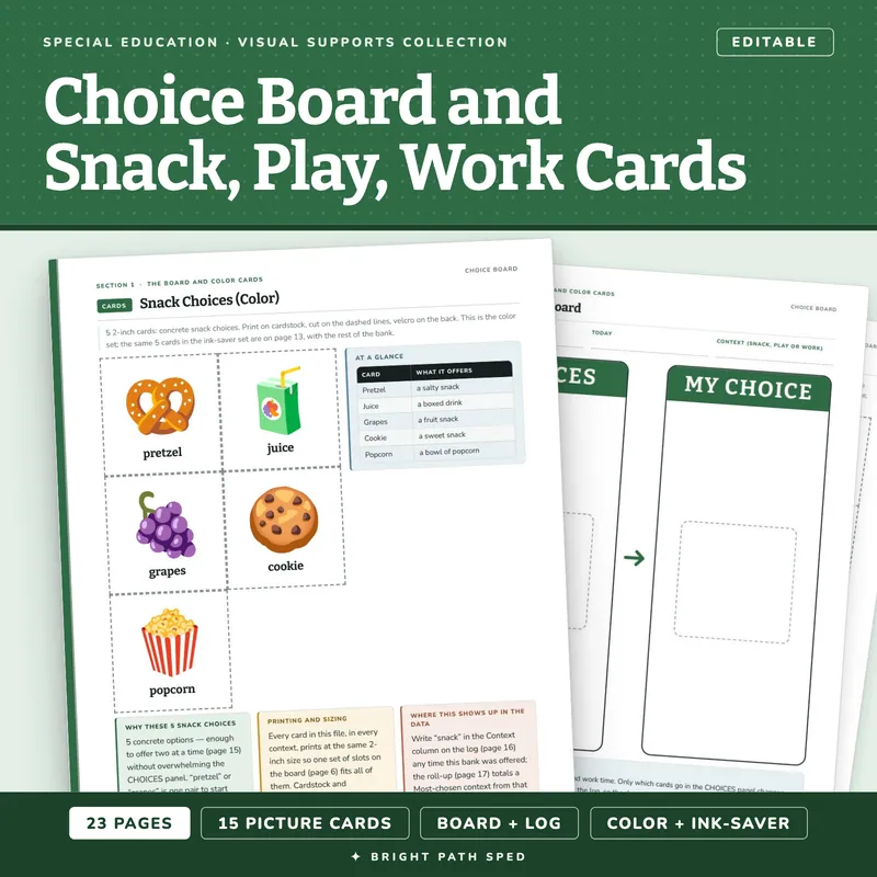 Choice Boards for Special Education, image 1 of 4