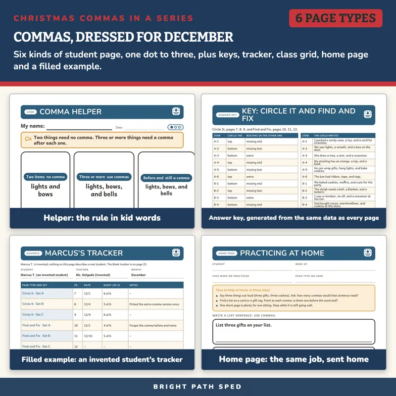 Christmas Commas in a Series Worksheets, image 3 of 4