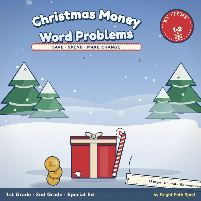 Christmas Money Word Problems Worksheets, image 1 of 4