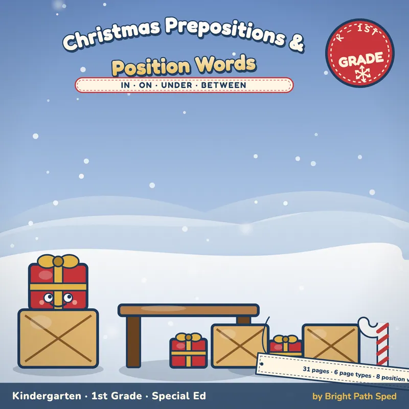 Christmas Prepositions of Position Worksheets, image 1 of 4
