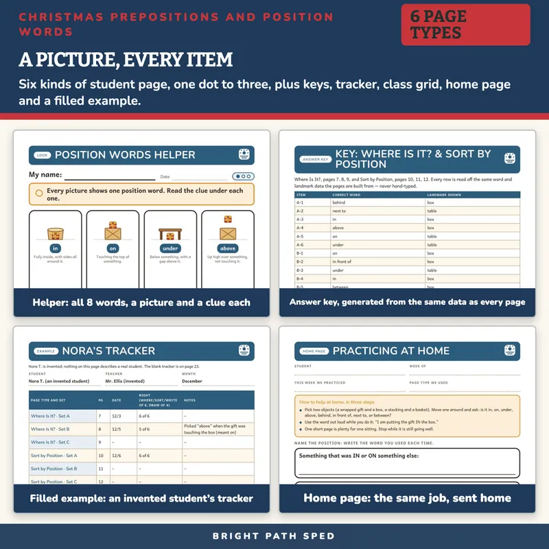 Christmas Prepositions of Position Worksheets, image 3 of 4