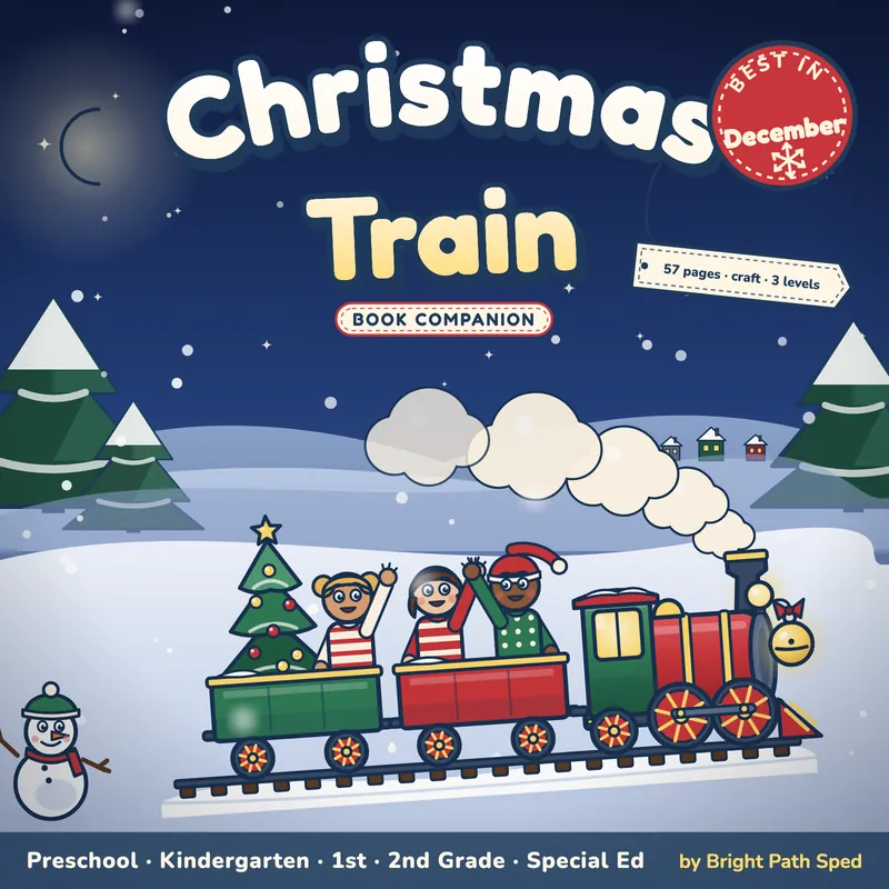 Christmas Train Book Companion December PreK K 1st 2nd Special Ed, image 1 of 4