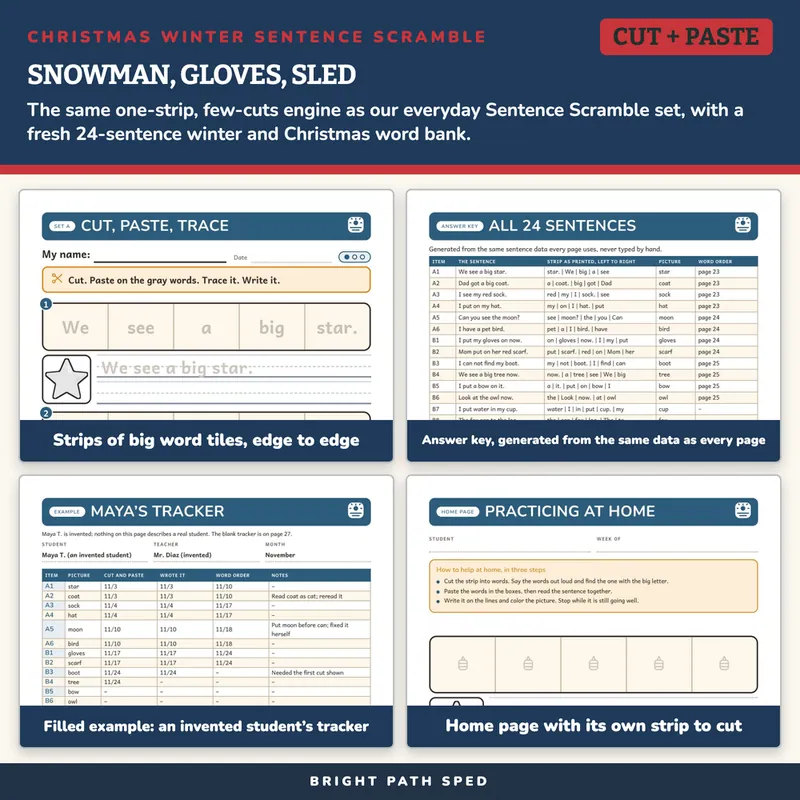 Christmas Winter Sentence Scramble Worksheets, image 3 of 4