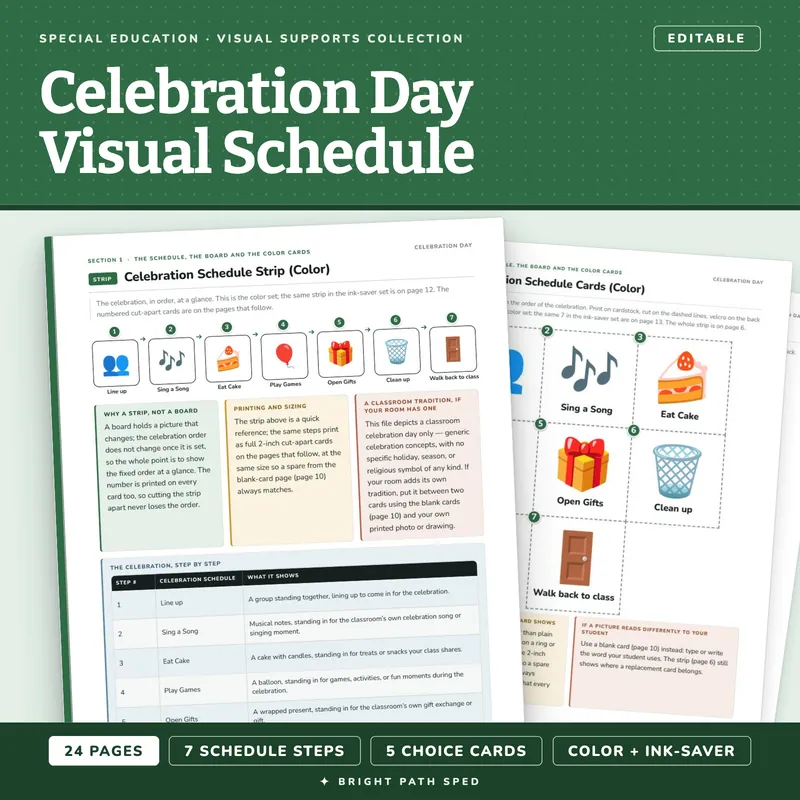 Class Celebration Day Visual Schedule and Choice Board, image 1 of 4