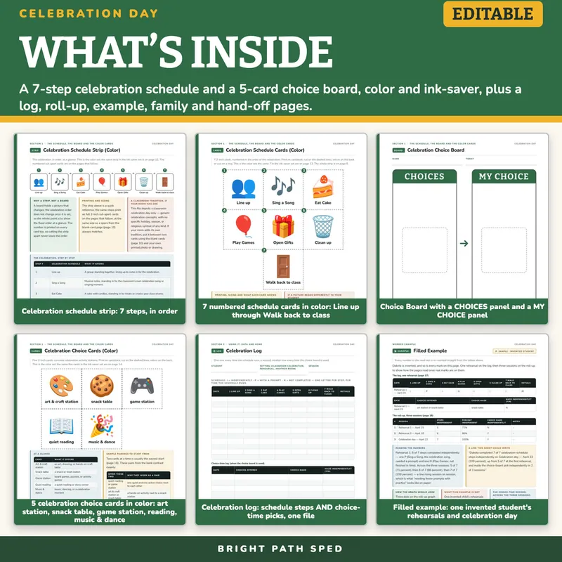 Class Celebration Day Visual Schedule and Choice Board, image 2 of 4