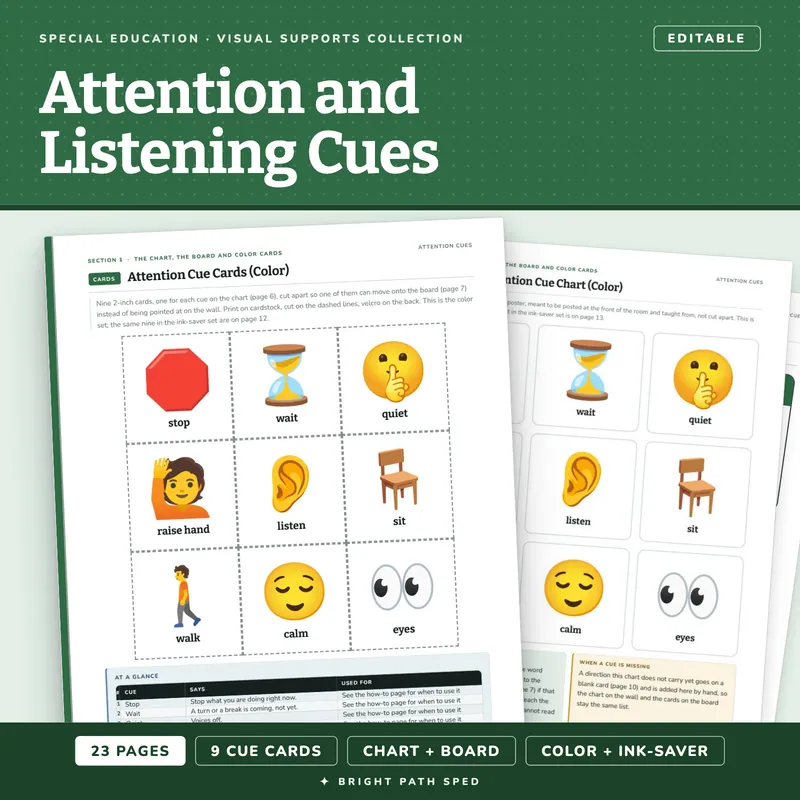 Classroom Attention and Listening Cue Cards, image 1 of 4