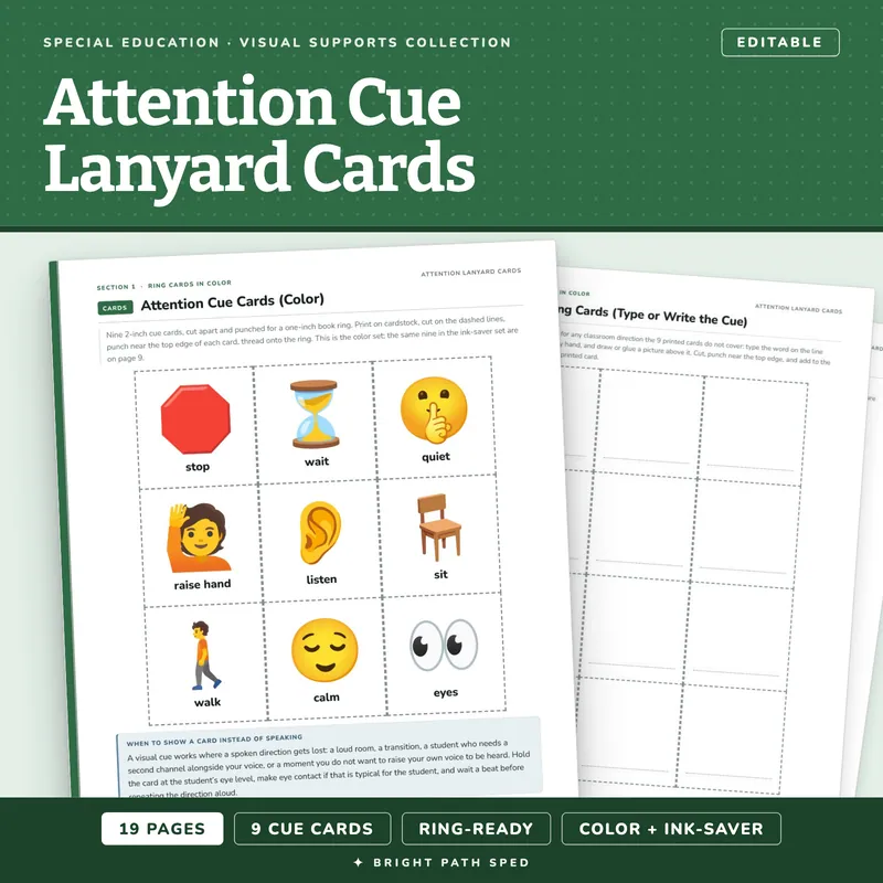 Classroom Attention Cue Lanyard Cards, image 1 of 4