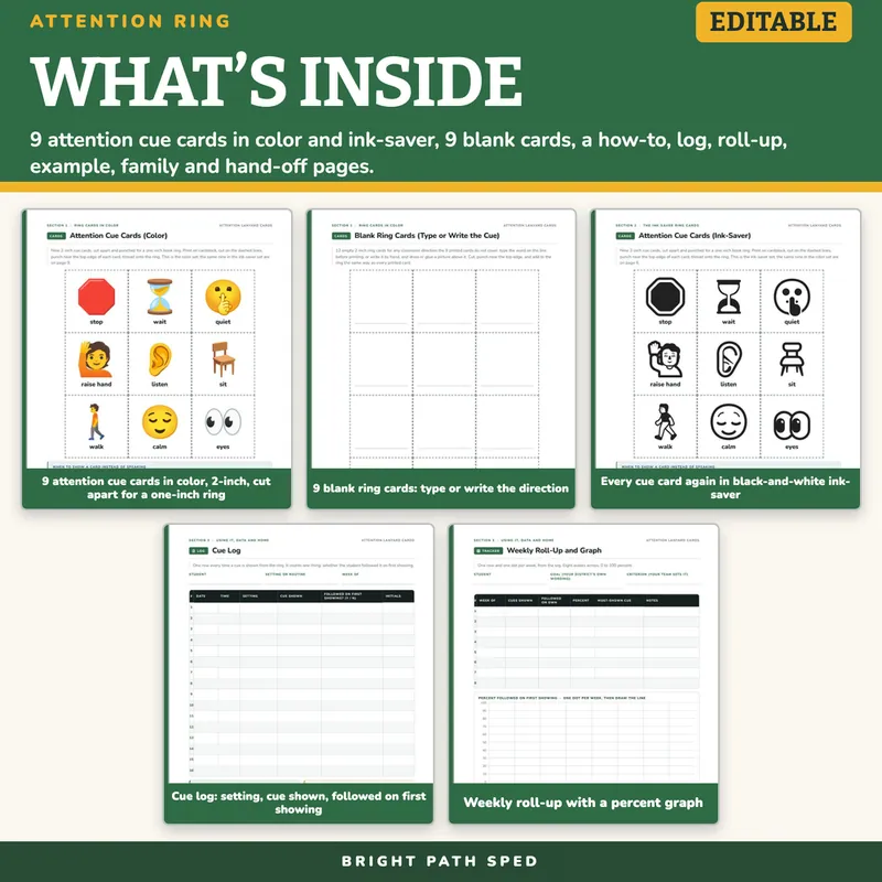 Classroom Attention Cue Lanyard Cards, image 2 of 4