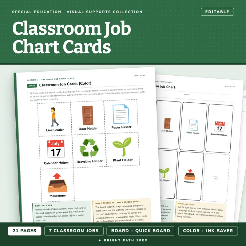 Classroom Job Chart Visual Cue Cards Editable, image 1 of 4