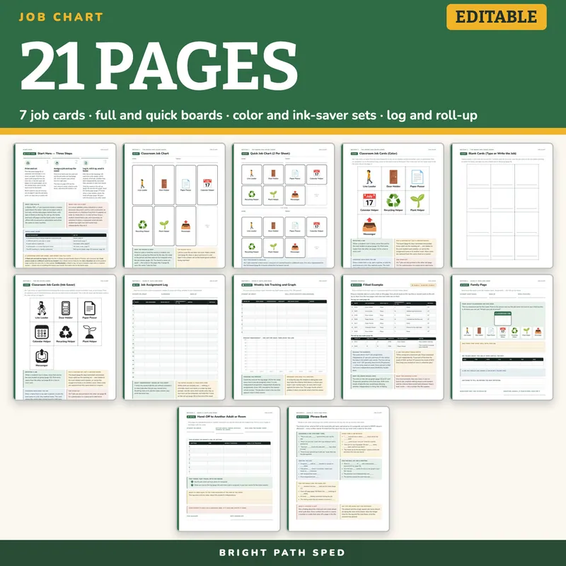 Classroom Job Chart Visual Cue Cards Editable, image 4 of 4