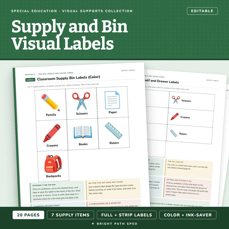 Classroom Supply and Bin Visual Labels Editable, image 1 of 4