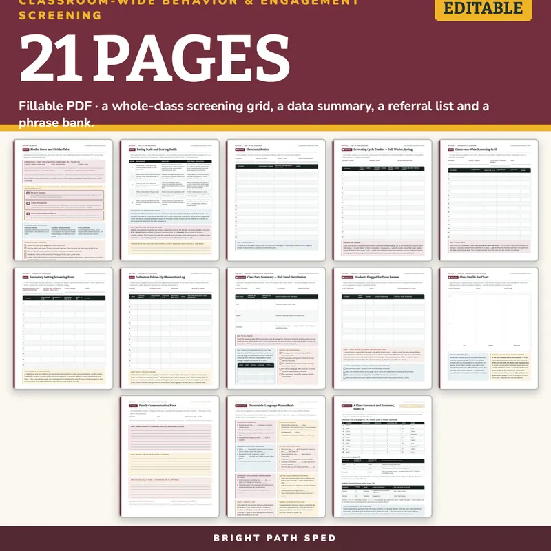 Classroom-Wide Behavioral and Engagement Screening Editable, image 4 of 4