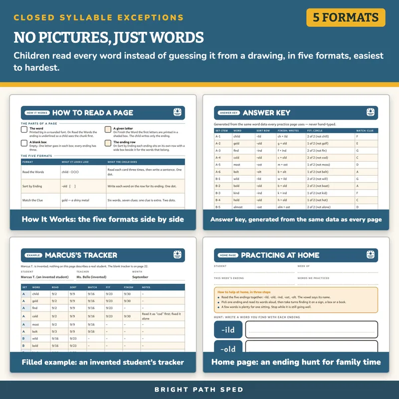 Closed Syllable Exceptions Worksheets, image 3 of 4