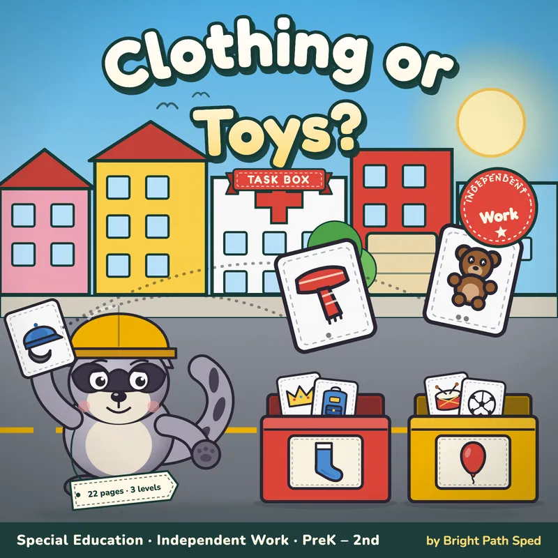 Clothing vs Toys Sort Task Box, image 1 of 4