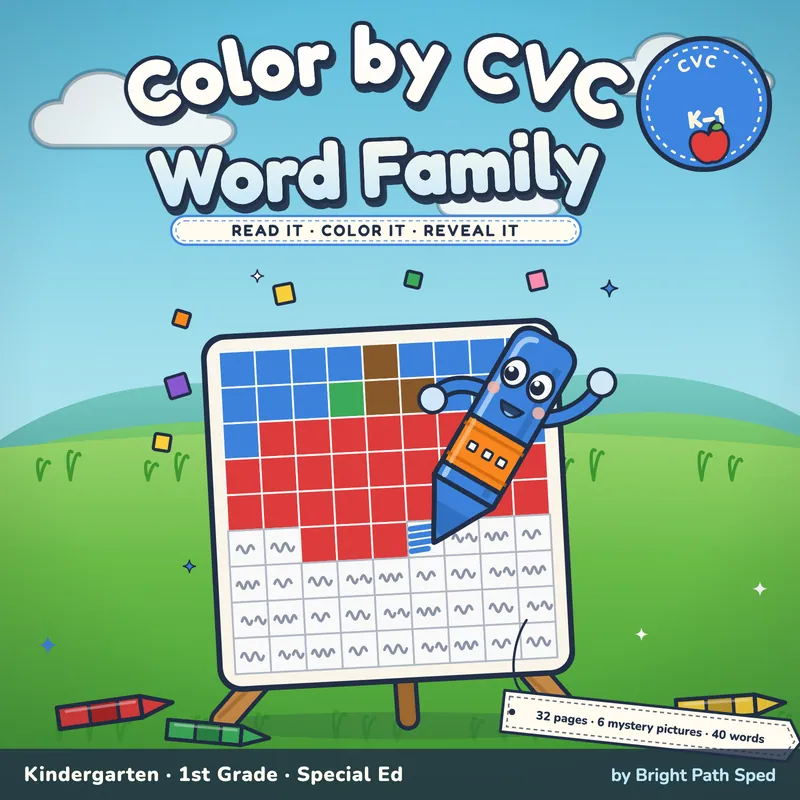 Color by CVC Word Family Worksheets, image 1 of 4