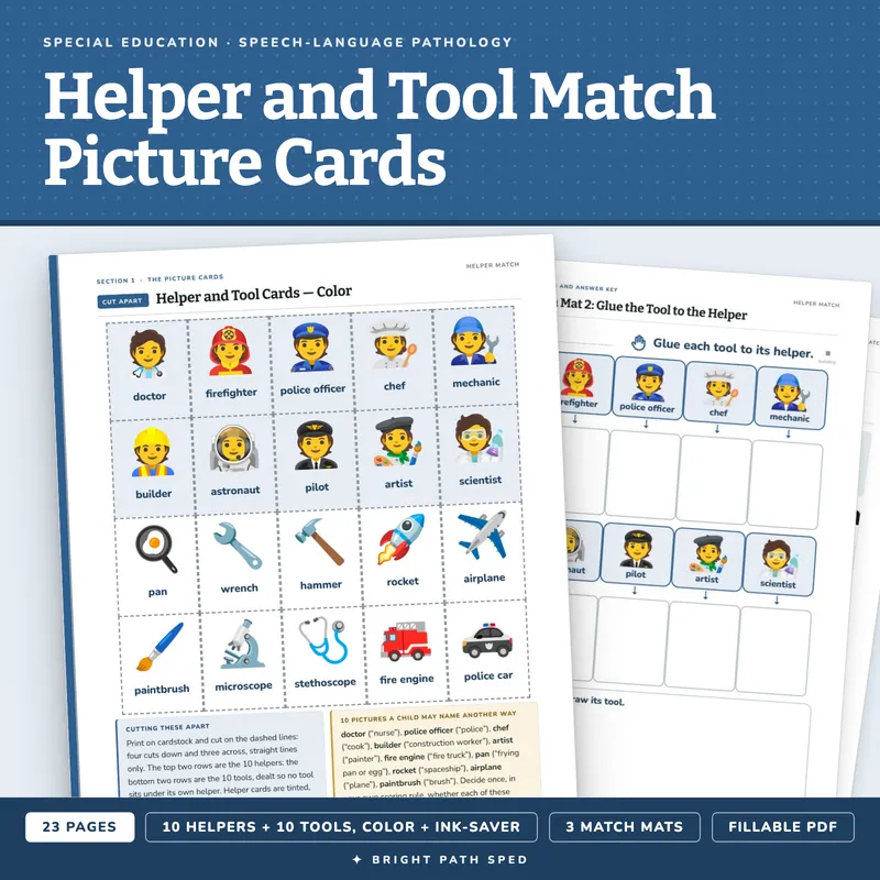 Community Helper and Tool Match Picture Cards, image 1 of 4