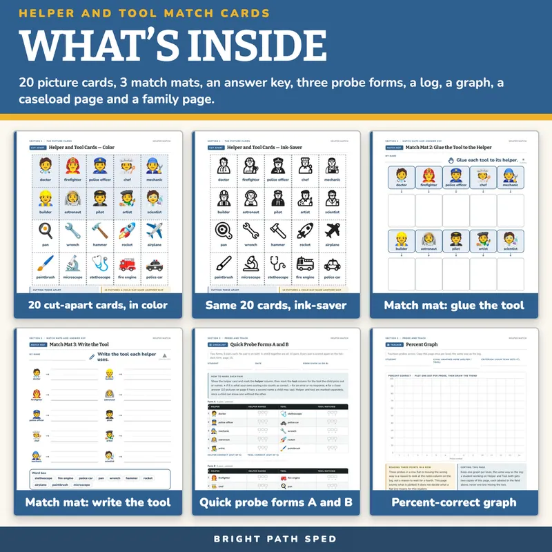 Community Helper and Tool Match Picture Cards, image 2 of 4
