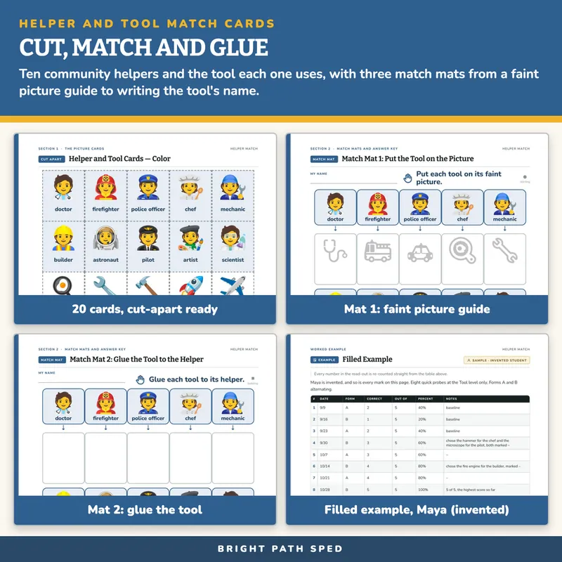 Community Helper and Tool Match Picture Cards, image 3 of 4