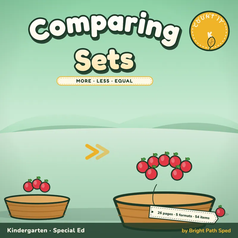 Comparing Sets More, Less, Equal Worksheets, image 1 of 4