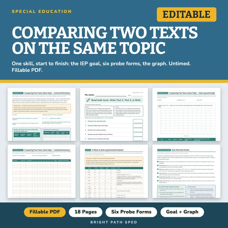 Comparing Two Texts Same Topic Progress Monitoring Probes, image 1 of 4
