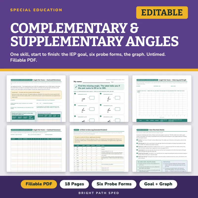 Complementary & Supplementary Angles Probes, image 1 of 4