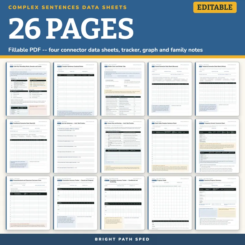 Complex Sentences Progress Monitoring Data Sheets Editable, image 4 of 4