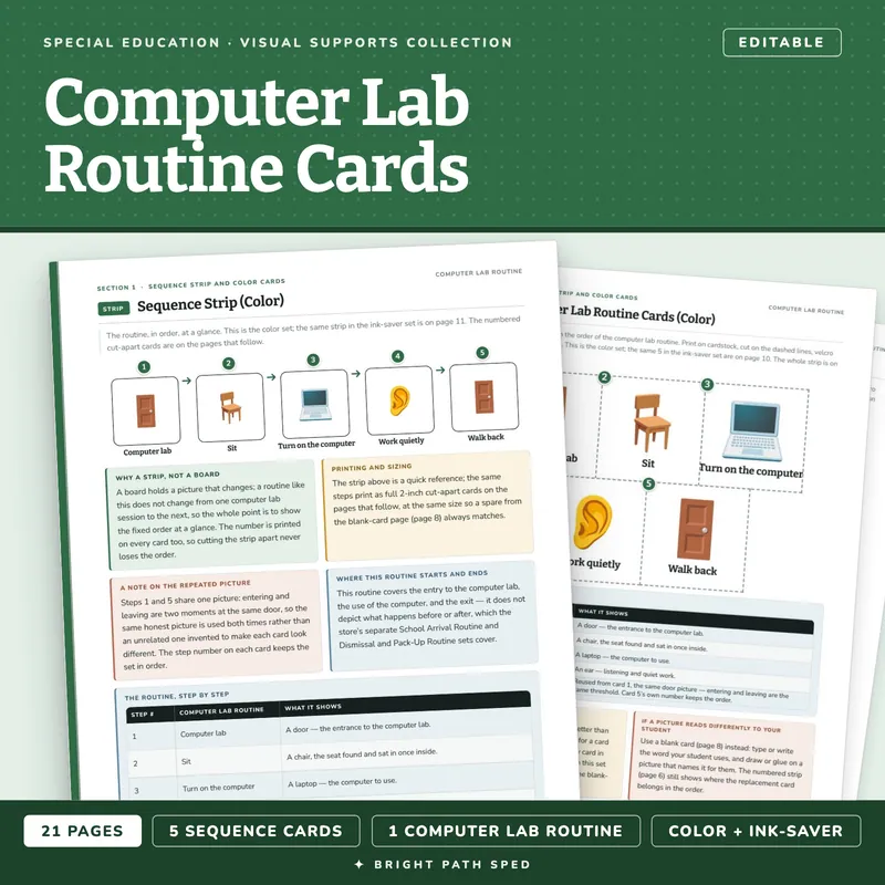 Computer Lab Routine Visual Schedule Cards, image 1 of 4