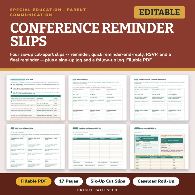 Conference Reminder Slips Editable, image 1 of 4