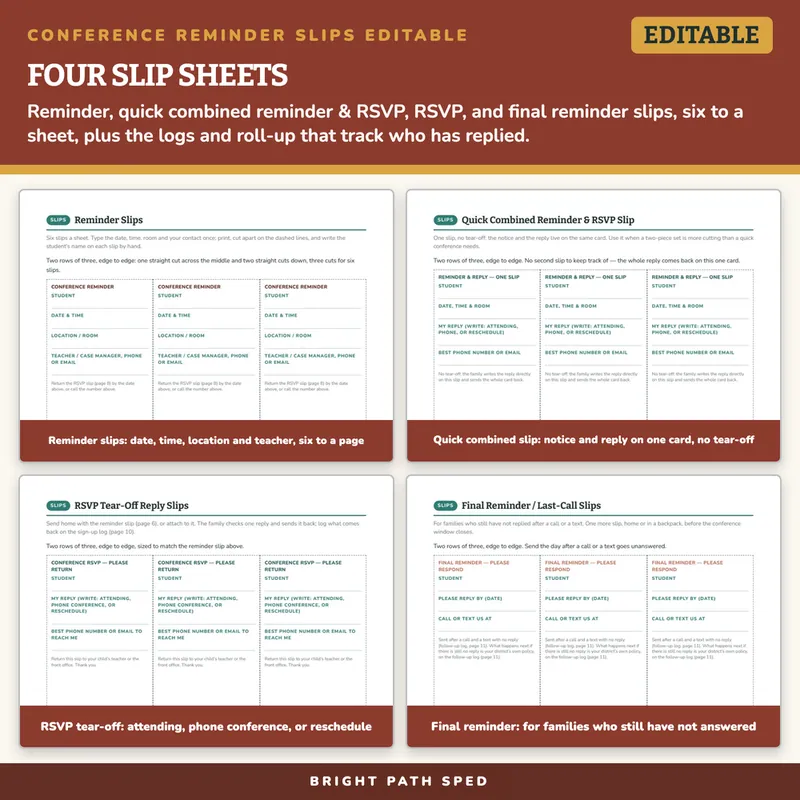 Conference Reminder Slips Editable, image 3 of 4